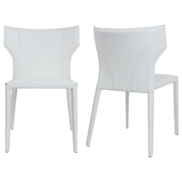 Elite Living Adoro, Set of 2, Wingback Stackable Dining Chair, White
