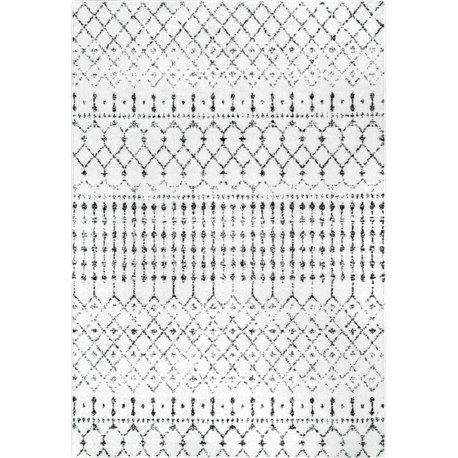 Nuloom Moroccan Blythe Contemporary Area Rug, White and Black 8'x10'