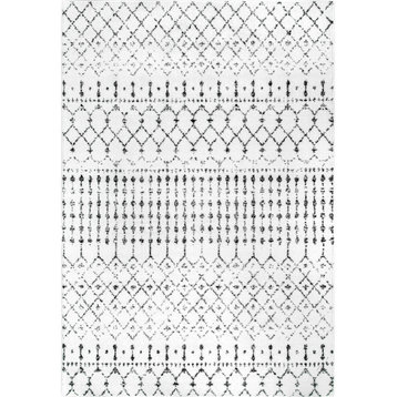 nuLOOM Moroccan Blythe Contemporary Area Rug, White and Black 8'x10'