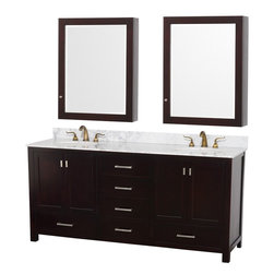Abbott 72" Bathroom Vanity Set Espresso Finish - Bathroom Vanities And Sink Consoles