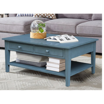 Spencer Coffee Table, Antique Rubbed Ocean Blue