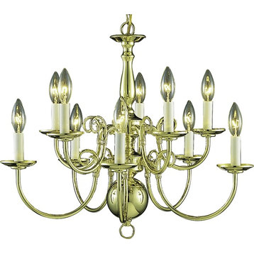 10-Light Polished Brass Interior Chandelier