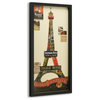 Eiffel Tower Collage Framed Graphic Wall Art Under Glass Handmade 33x17