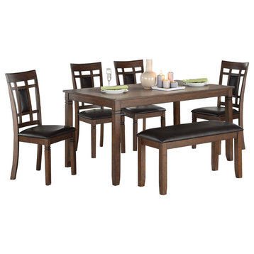Amsonia Dining Room Table, Chairs and Bench, Set of 6
