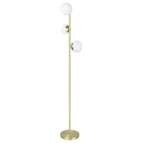 Aspen Creative 45021-11, 3-Light Floor Lamp, Satin Brass, 65-1/2" High