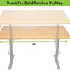 Ergonomic Desk, Metal Frame and Bamboo Top With Electric Adjustable Height