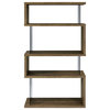 Emelle 4-shelf Bookcase With Glass Panels Bookcase Brown