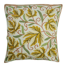 Mogul Interior - Decorative Cushion Covers Handmade Woolen Suzani Embroidered Indian Pillow Case - Pillowcases and Shams