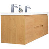 MOB 60" Double Sink Wall Mounted With Reinforced Acrylic Sink, New England Oak