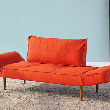 Innovation USA | Zeal Deluxe Basic Orange Daybed | Dark Wood Legs -$825.25