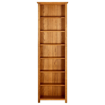 vidaXL Solid Oak Wood 7-Tier Bookcase Display Cabinet Standing Shelf Furniture