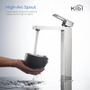 Cubic Single Handle Vessel Sink Faucet KBF1003, Chrome, W/ Drain