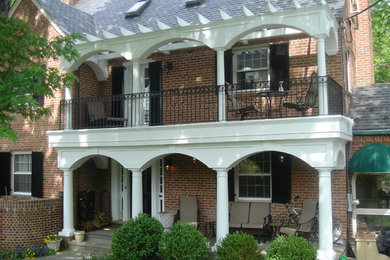 Collonaed Arched Front Porch with Pergola at 2nd Floor