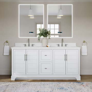 The Thalia Bathroom Vanity, White, 72", Double Sink, Freestanding