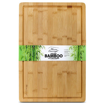 Heim Concept Premium Bamboo Large Cutting Board And Serving Tray Drip Groove
