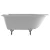 55" Cast Iron Rolled Rim Tub Without Faucet Holes, Chrome Feet