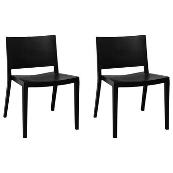 Mod Made Elio Modern Plastic Dining Side Chair, Set of 2, Black