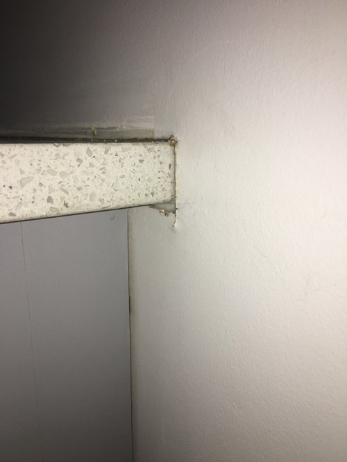 Quartz Countertops Cut into Drywall