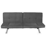 Pemberly Row - Pemberly Row Contemporary Convertible Futon in Gray Charcoal - Offering the perfect balance between firmness and comfort, Pemberly Row's Contemporary Futon in Gray Charcoal has multi-positioning back and wings that can be adjusted for your preference. Its Click-Clack technology allows quick conversion from couch to sleeper, and the mattress is long enough for someone over 6 feet tall to sleep comfortably. The micro-suede cover comes in a variety of colors to match any decor. The sofa bed simply wipes clean and provides ample space underneath for easy vacuuming or storage of items.