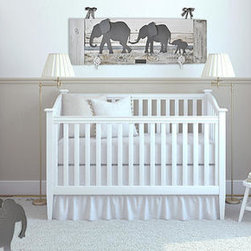 Parade of elephants- Nursery room decor-Whitewash and grey- Made in Austin, TX - Nursery Decor