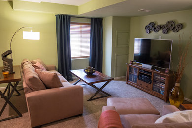 Inspiration for a transitional basement remodel in Denver