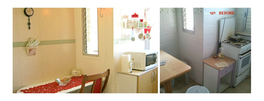 storage under+over microwave/ diner style breakfast nook