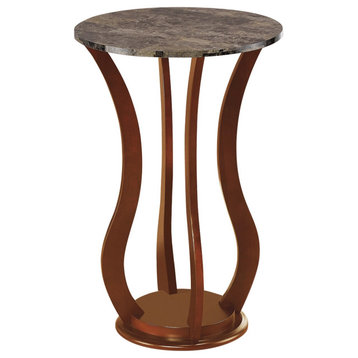 Round Marble Top Accent Table, Brown