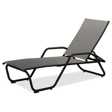 Gardenella Sling 4-Position Chaise, Textured Black, Alloy
