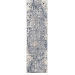 Nourison - Nourison Rustic Textures 2'2" x 7'6" Grey/Beige Modern Indoor Area Rug - Deep greys mottled with beige and cream create an artisticaly abstract visual on this beautifully carved contemporary rug from the Rustic Textures Collection. Distressed color effects and intricate high-low pile construction create a thoroughly modern rug, with silky smooth texture that add an urban appeal to any space.