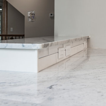 White subway tile & Marble Kitchen