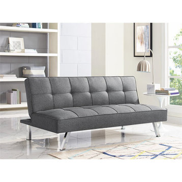 Serta Carson Tufted Sleeper Sofa in Charcoal Gray Fabric Upholstery