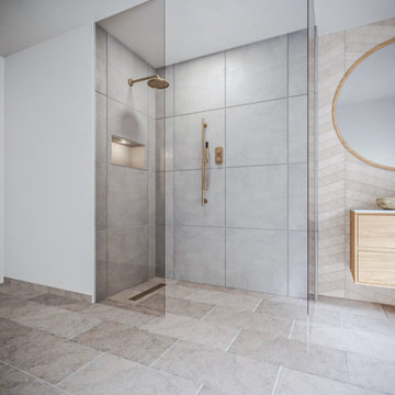 Natural Ensuite Bathroom with Decorative Tiling
