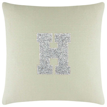Sparkles Home Luminous Rhinestone Monogram Pillow, 16", Linen