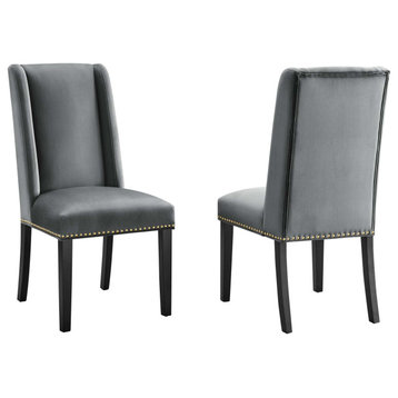 Modway Baron Performance Velvet dining chairs Set of 2