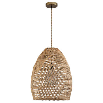 ELE Light & Decor Bamboo and Rattan Veremund Light Bell Pendant Light in Tan