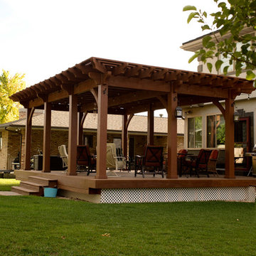 Pergola Covered Deck: Lattice Full Wrap Roof