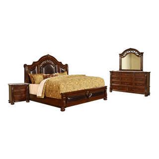 Bessy 5-piece Traditional Cherry Wood King Bedroom Set - Traditional ...
