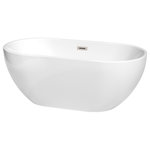 Wyndham Collection - Brooklyn 60" Freestanding White Bathtub, Brushed Nickel Drain and Overflow Trim - Enjoy a little tranquility and comfort in the Brooklyn freestanding bath. The oval, ergonomic design provides a comfortable, relaxing way to enjoy some much-deserved me time as you stretch out and enjoy a deep, relaxing soak. With its graceful curves and classic elegance, this versatile bathtub complements a wide range of tastes and styles. What could be better than luxury and practicality at an amazing price? Manufacturing Model No.: WCOBT200060BNTRIM