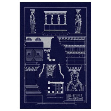 "Porch of the Caryatids (Blueprint)" Digital Paper Print by J. Buhlmann, 42"x62"
