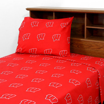Wisconsin Badgers Printed Sheet Set, Solid, Twin