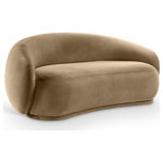 Meridian Furniture - Emery Upholstered Loveseat, Beige, Velvet, Loveseat - Drift away into a cloud of comfort with the Emery beige velvet loveseat. Its soft, rounded curves and plush velvet upholstery create a truly indulgent seating experience. A timeless piece of furniture that exudes elegance and sophistication with its classic design that will never go out of style.