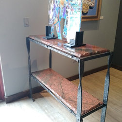 Red Dragon Granite  Forged Metal Table - Furniture