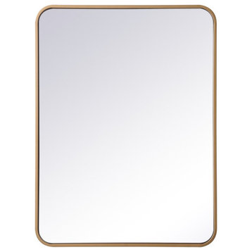 Elegant Decor MR802432BR Soft Corner Metal Rectangular Mirror, 24"x32"