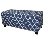 ORE international, Inc. - 18" Diagonal Moroccan Stripes Denim Blue Storage Bench - Insert this Denim Blue Moroccan Diagonal Stripes Pattern spacious storage bench in your room, and enjoy its versatile functionality. This piece serves as seating for your home when you're not using it as a footrest or a serving platform, and it lets