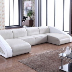 Divani Casa Pratt Modern Grey & White Leather Sectional Sofa - Sectional Sofas