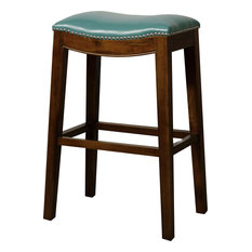 New Pacific Direct Inc. - Elmo Bonded Leather Bar Stool, Turquoise, Cinnamon - Bar Stools and Counter Stools