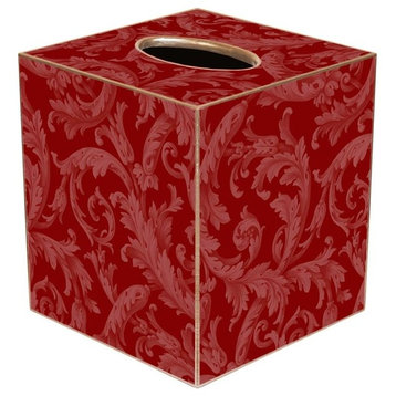 TB2419 - Red Scroll Tissue Box Cover