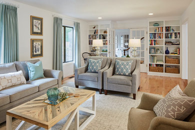 Cottage living room photo in Portland
