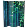 6' Tall Double Sided Bamboo Tree Canvas Room Divider 4 Panel