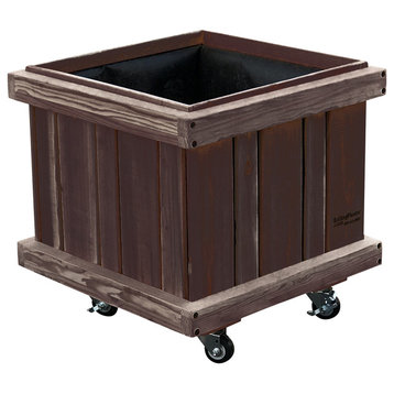 Rolling Tree 27" Cube Planter, Black Stain Finish